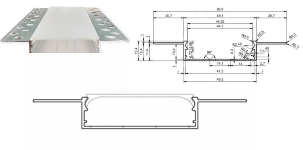 50mm Trimless Aluminio