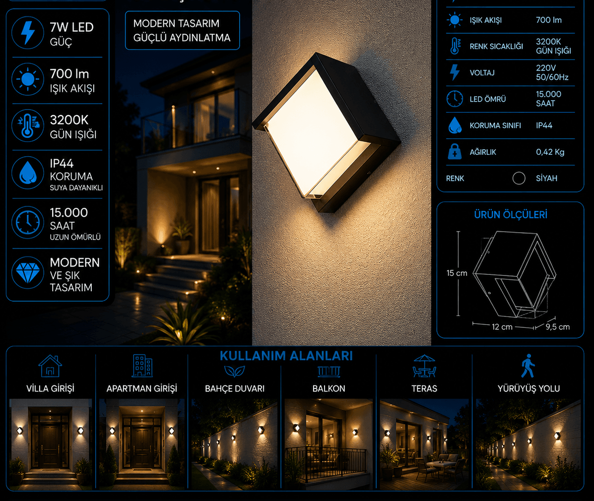 Dominik 7W إضاءة جدارية LED للحديقة