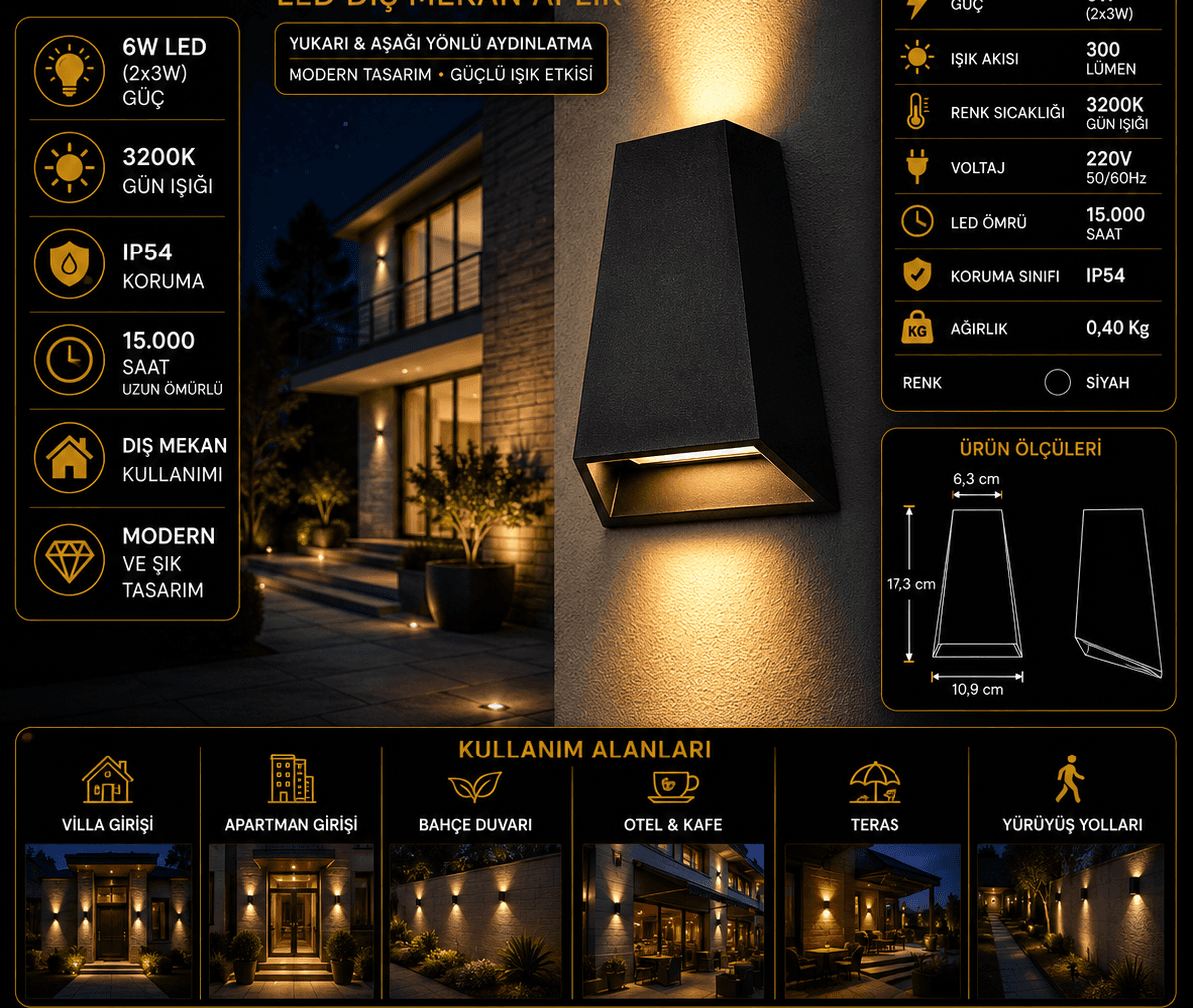 Malta 6W LED-Außenwandleuchte