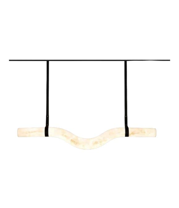Braun Schwarz Metall Alabaster Linear Kronleuchter 120 cm