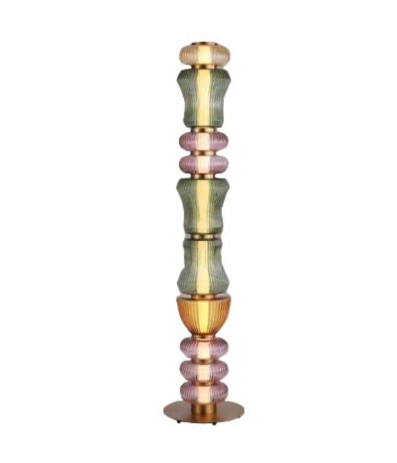 Latón Multicolor Vidrio Lámpara de Pie Ø35 cm