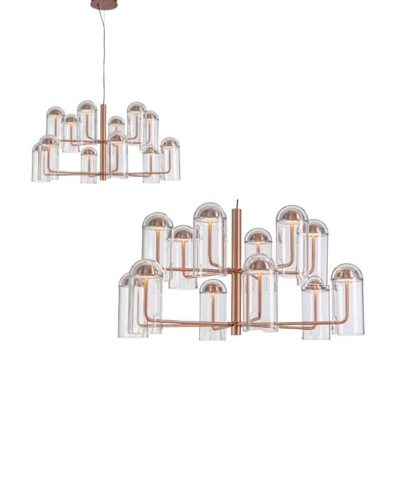 Braun Champagner Aluminium Glas Kronleuchter Ø80 cm