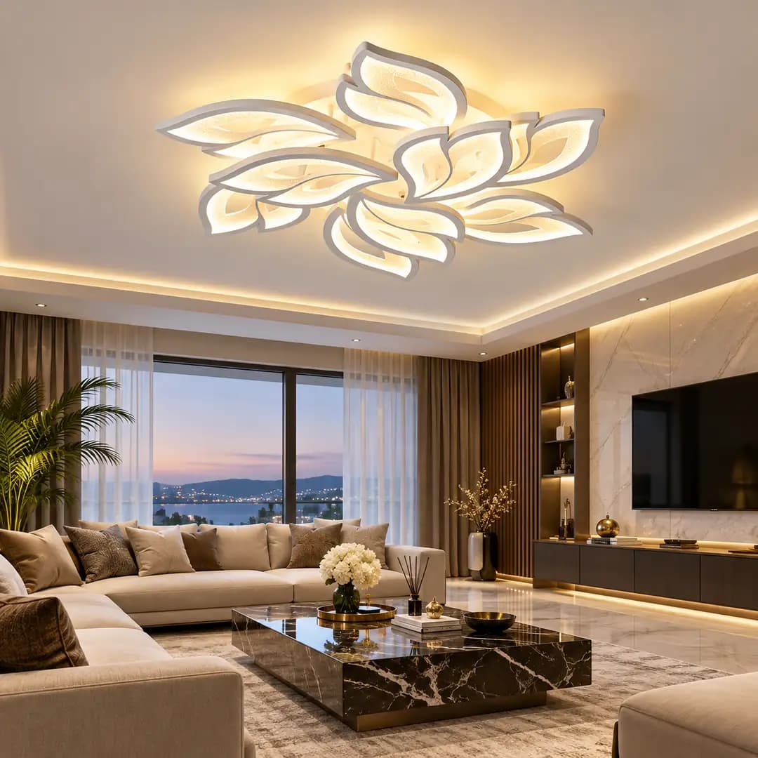 9 voies Blanc 3 Couleurs LED Plafonnier Lustre