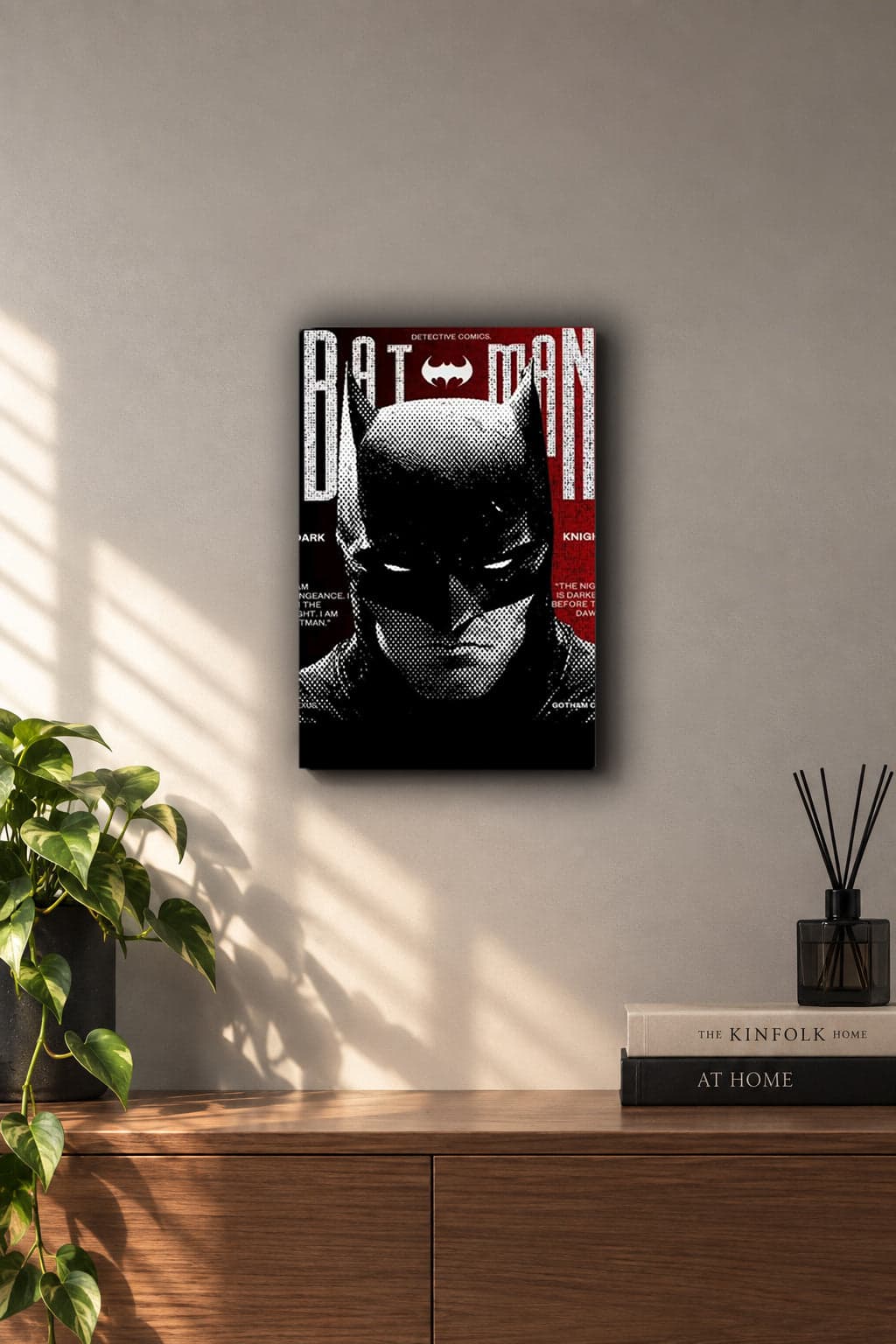 Batman Dark Knight Comic Halftone Metall Wand Bild