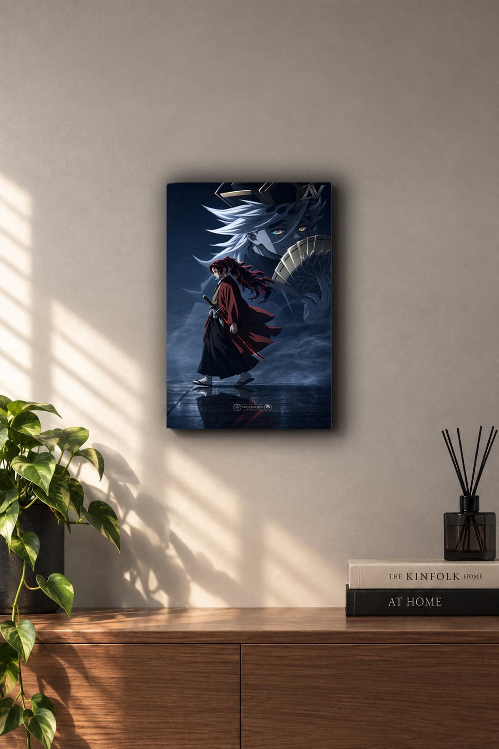 Demon Slayer Yoriichi & Doma Shadow Anime Metall Wand Bild