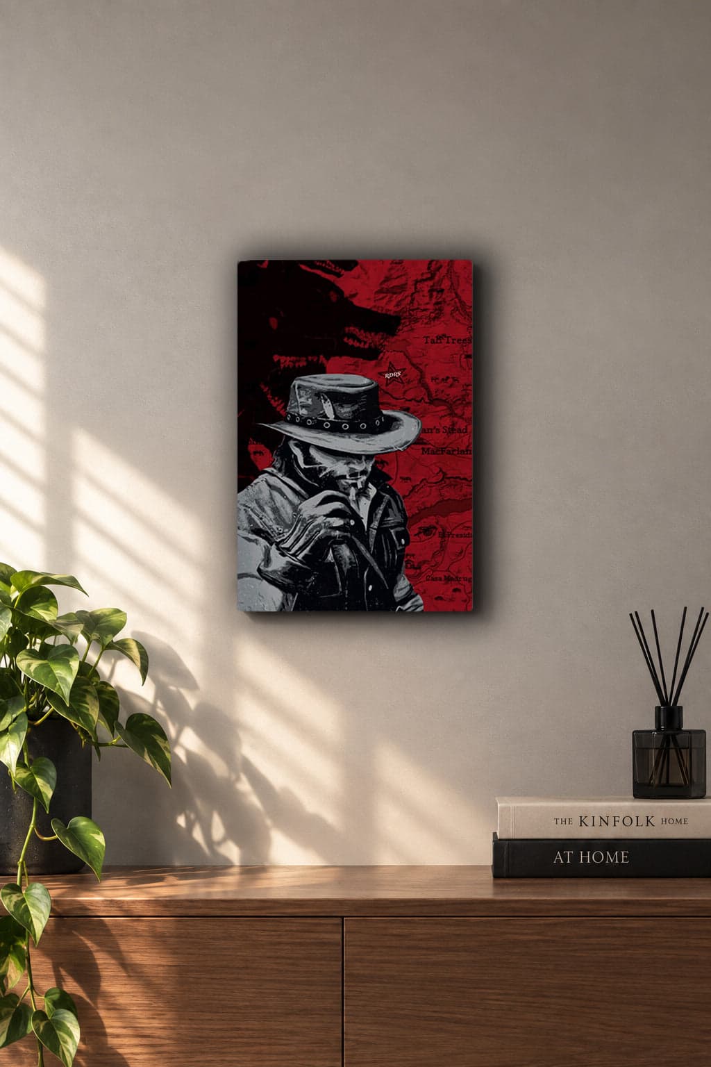 Red Dead Redemption John Marston Outlaw Wolf Metall Wand Bild