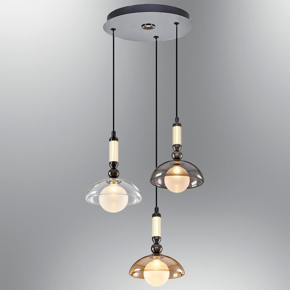 3fach Metall Mitra Mixed Pendelleuchte Kronleuchter 30 cm