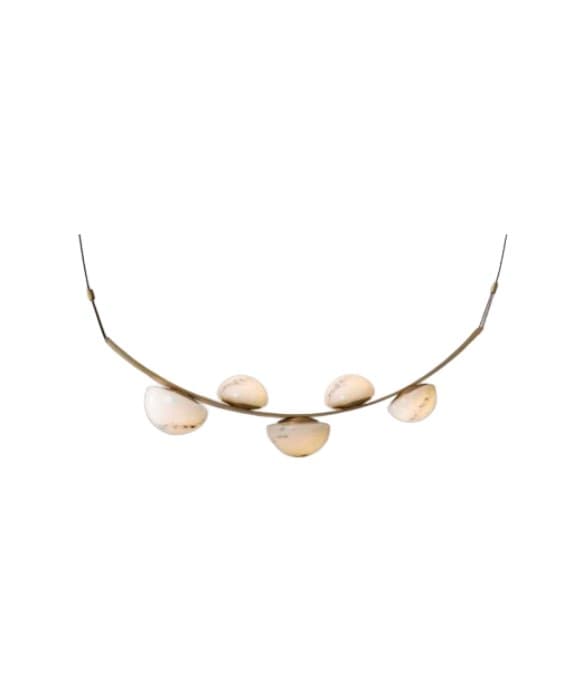 Dorado Metal Vidrio Colgante Lámpara de Araña 80 cm