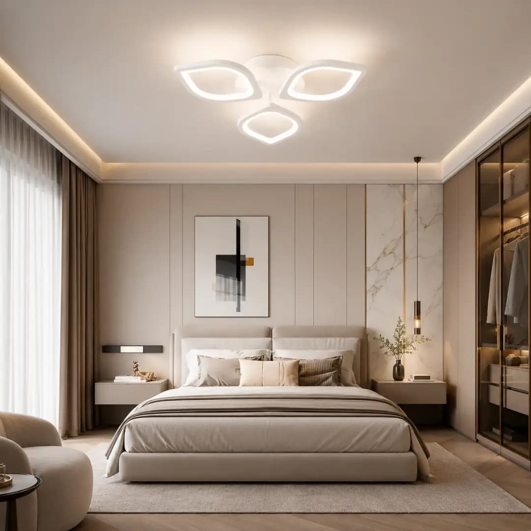 3 voies Blanc Feuille Cadre 3 Couleurs LED Plafonnier Lustre