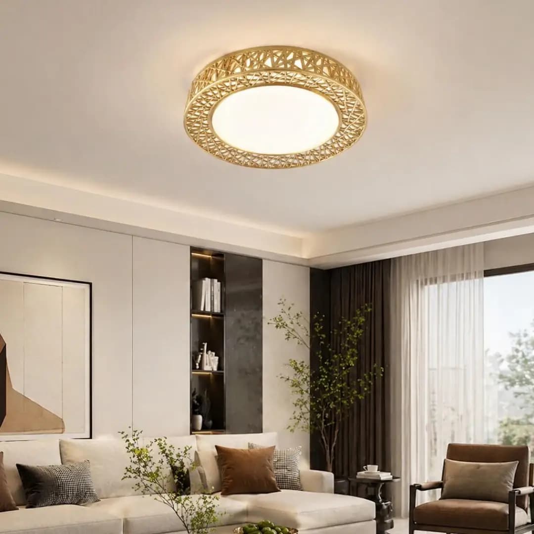 Gold Truva mit Fernbedienung 3-Farben LED Deckenleuchte Kronleuchter 50 cm