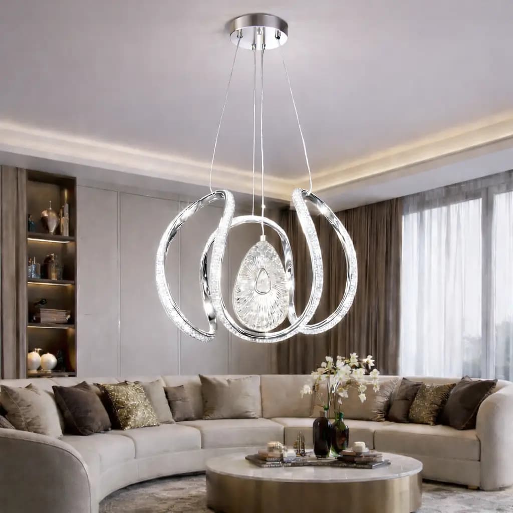 Chrome Paris 3 Couleurs LED Suspension Lustre 30 cm