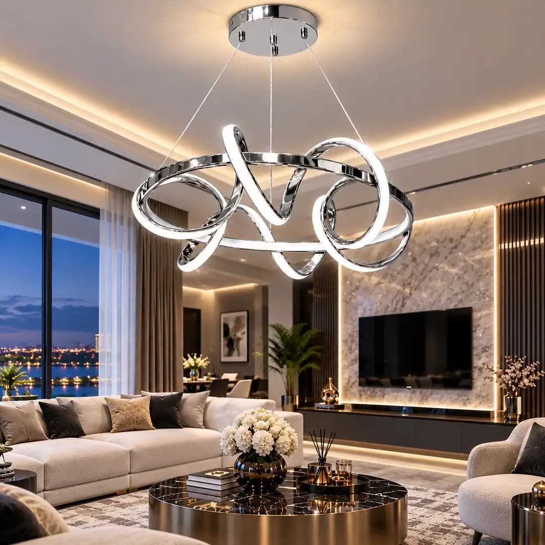 Chrome Carmen 3 Couleurs LED Suspension Lustre