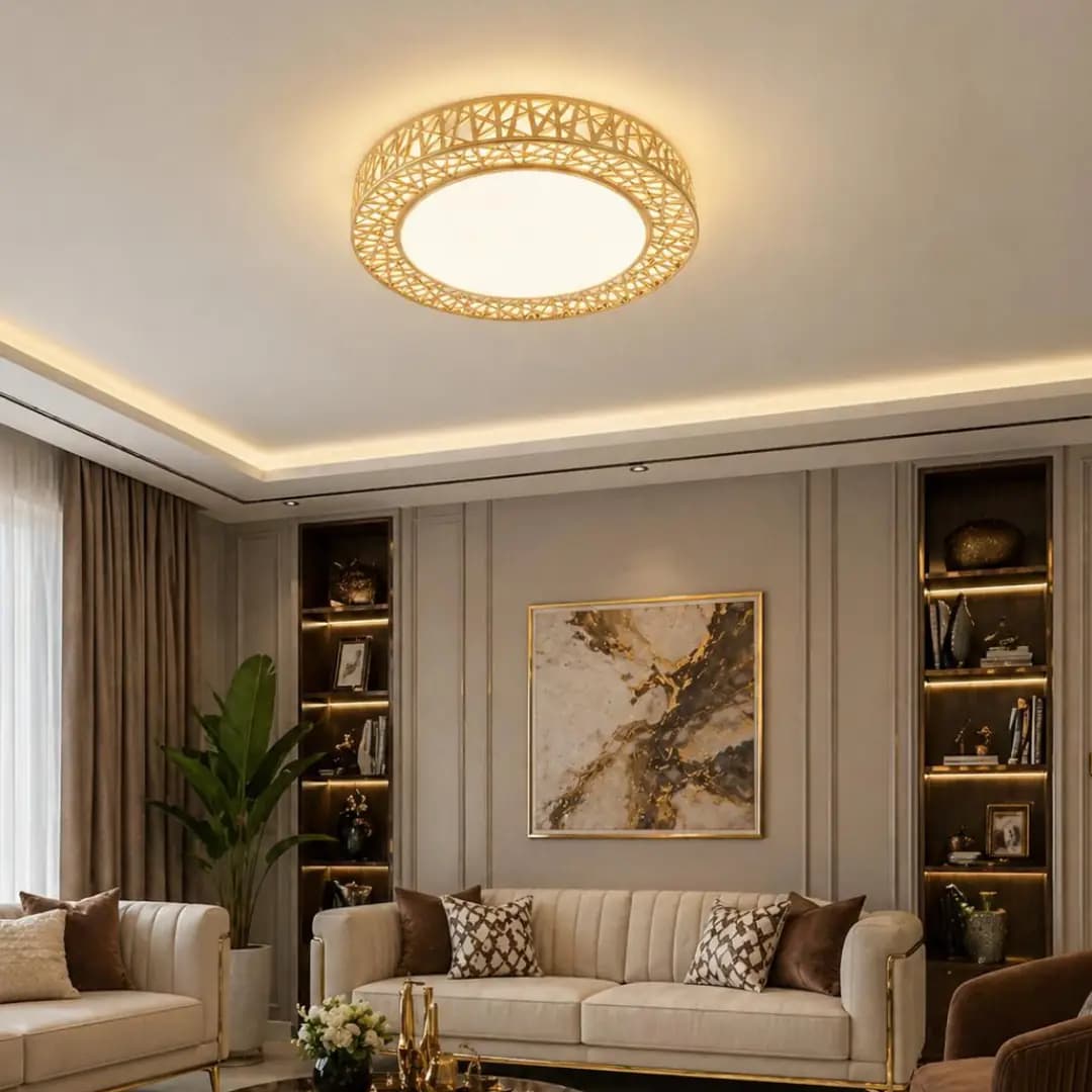 Gold Truva mit Fernbedienung 3-Farben LED Deckenleuchte Kronleuchter 40 cm