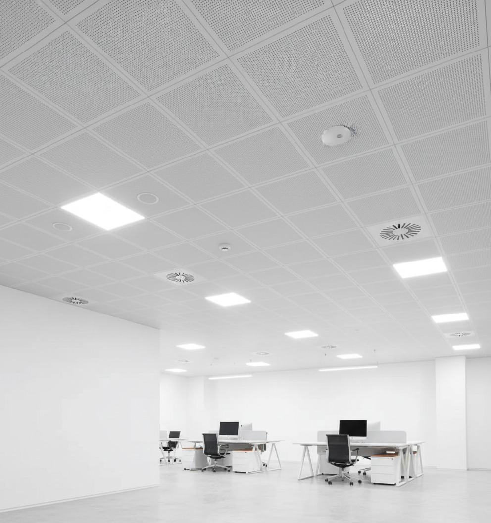 30x30 Delikli Clip-in Metal Asma Tavan Paneli — Gri