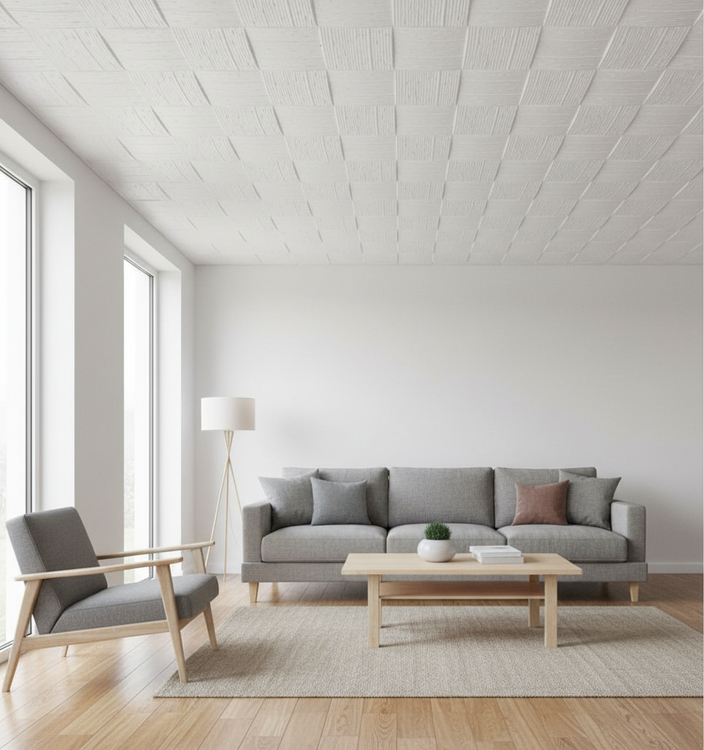 50x50 Strafor Tavan Kaplama — Hasır Desen
