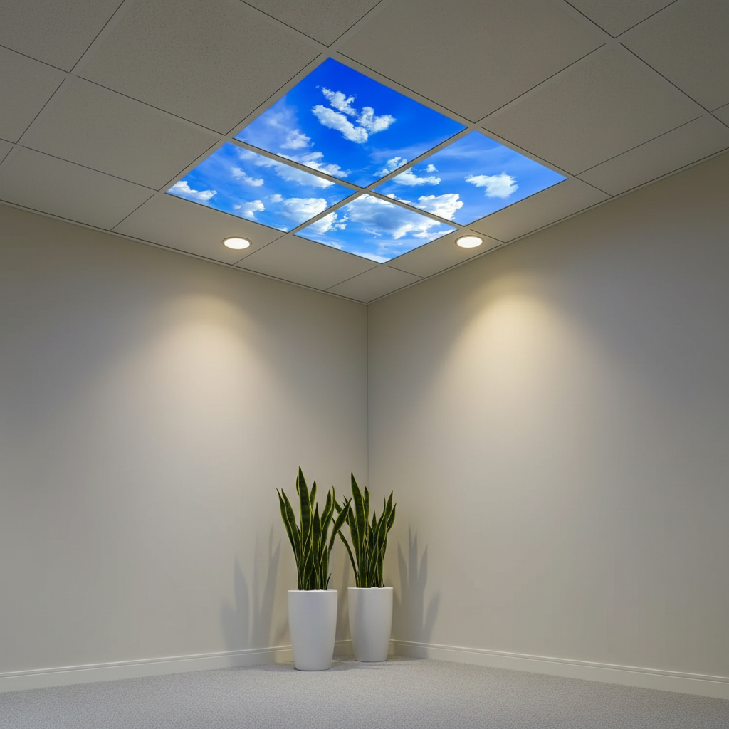 60x60 LED Gökyüzü Panel — T24 Asma Tavana Uygun, Sıva Altı - AI görseli