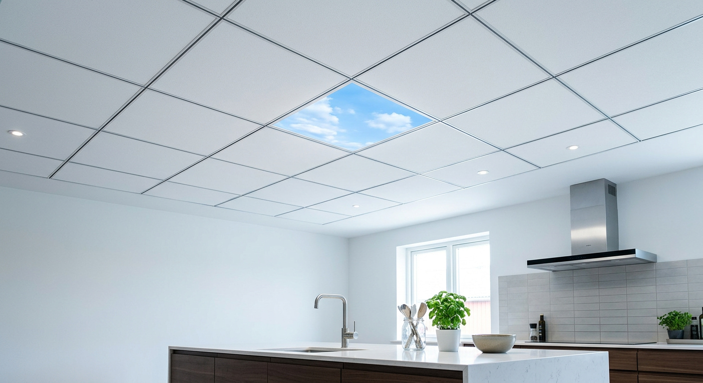 60x60 Clip-in LED Gökyüzü Panel — Kilitli Çerçeveli, Clip-in Tavana Uygun - AI görseli