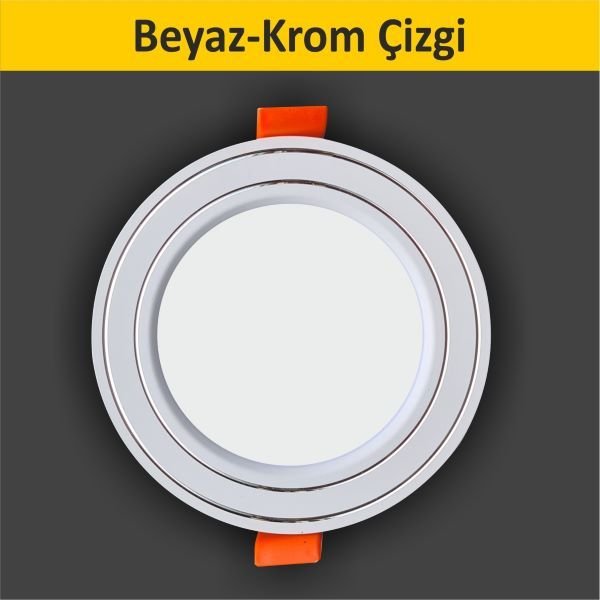 3 Renkli LED Spot — Işık Rengi Değiştirilebilir Gömme Spot — Krom Çizgili 3 Renkli LED Spot — Işık Rengi Değiştirilebilir Gömme Spot — Krom Çizgili