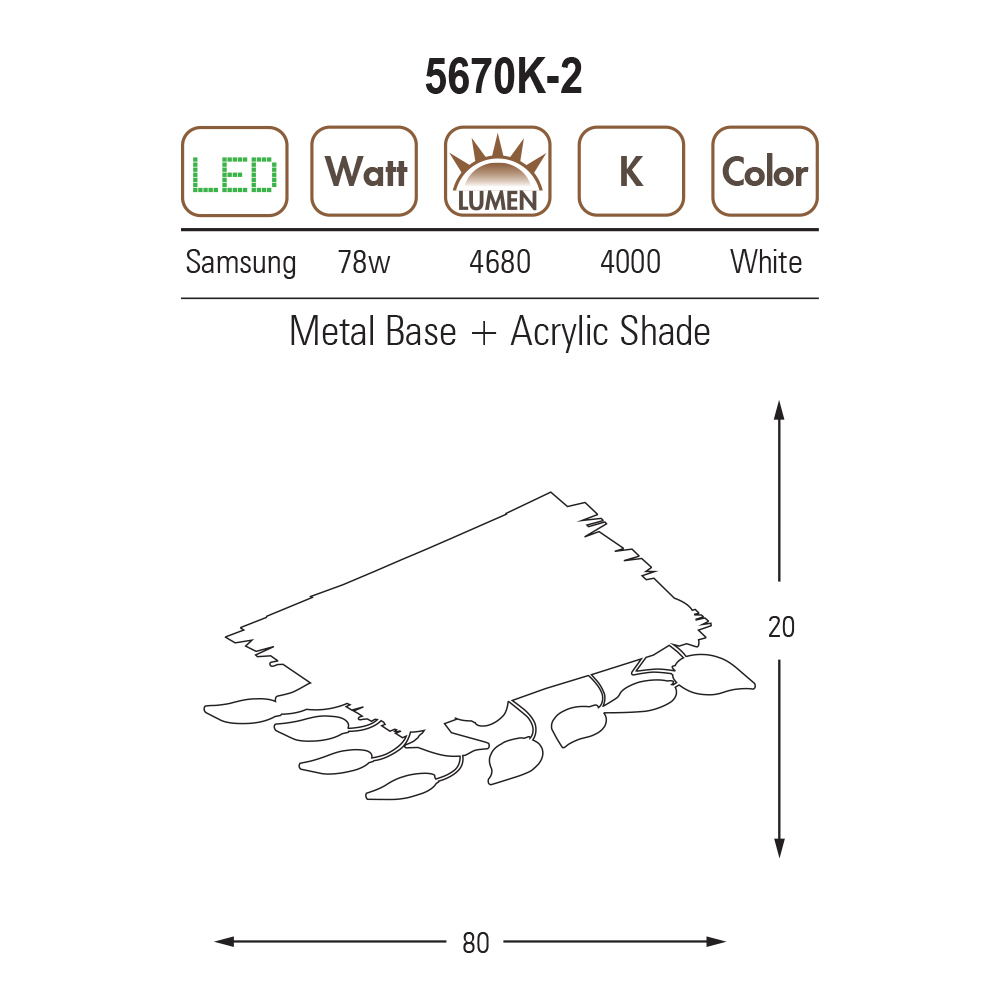 Beyaz Akrilik LED Plafonyer 80x20 cm Beyaz Akrilik LED Plafonyer 80x20 cm