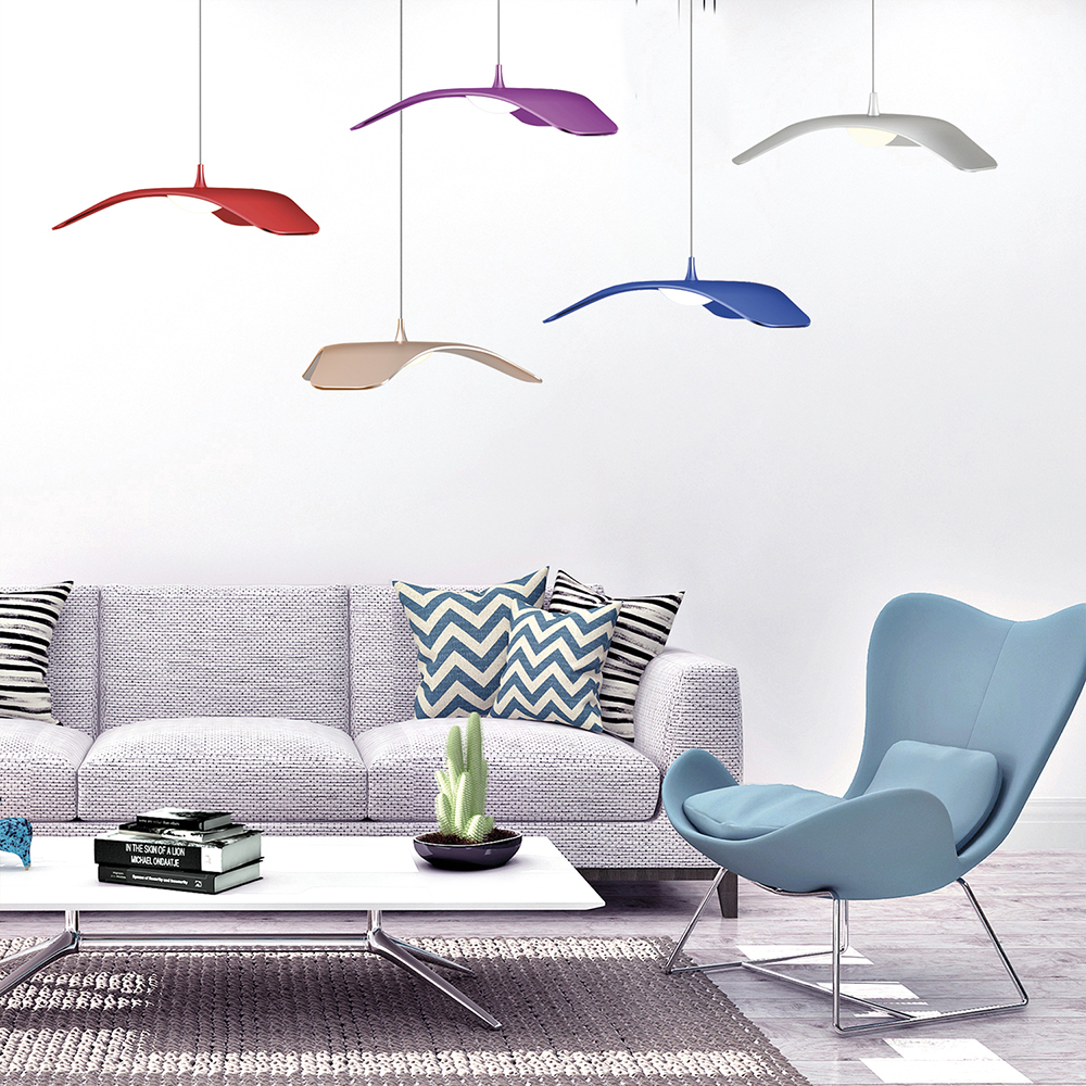 Mavi-Kırmızı Akrilik LED Avize 34x120 cm — görsel 4