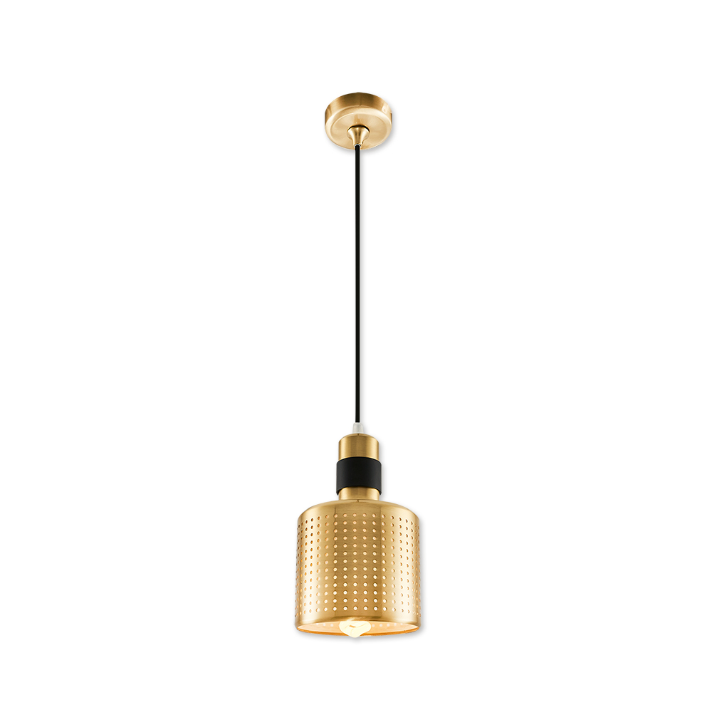 1 Kollu Sarı Metal Avize 12x120 cm — görsel 2