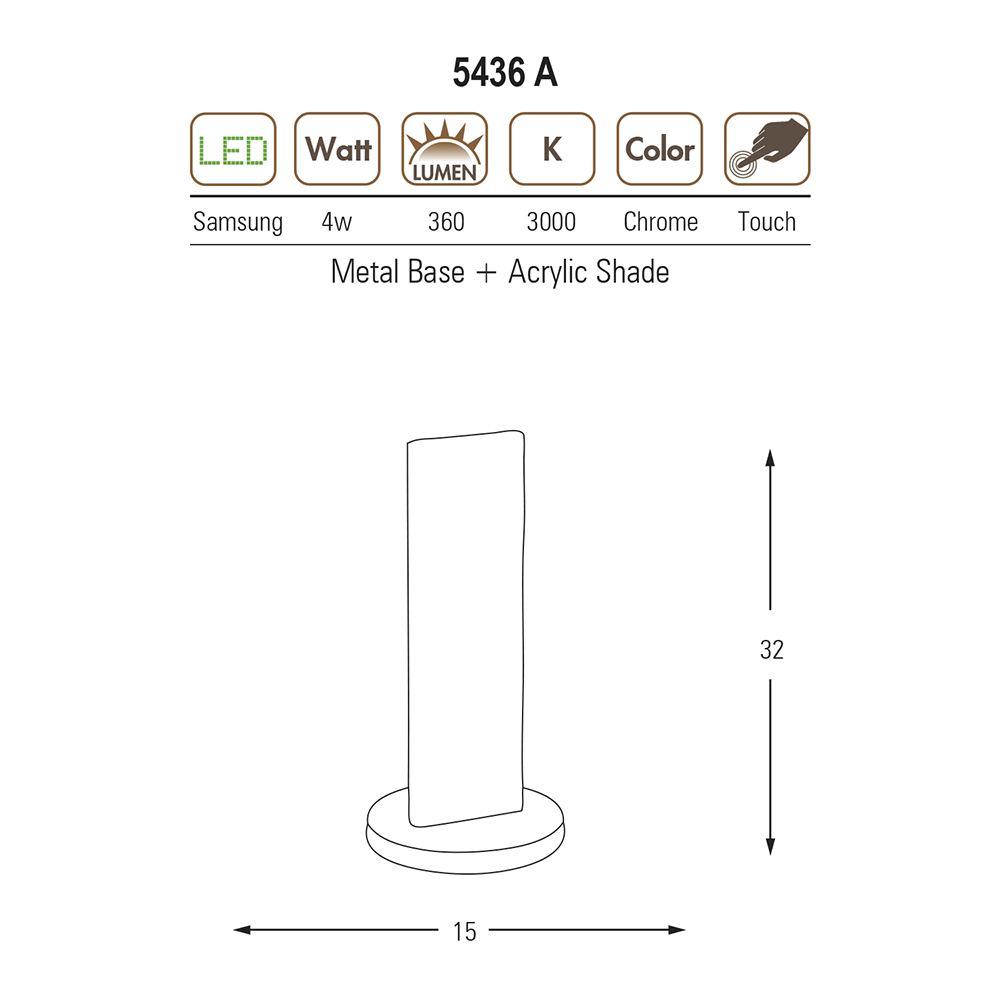 Krom Akrilik LED Masa Lambası 15x32 cm Krom Akrilik LED Masa Lambası 15x32 cm