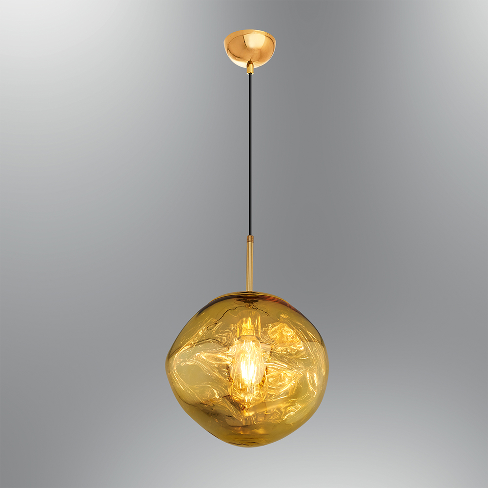 1 Kollu Krom-Sarı Akrilik Avize 26x120 cm — görsel 2
