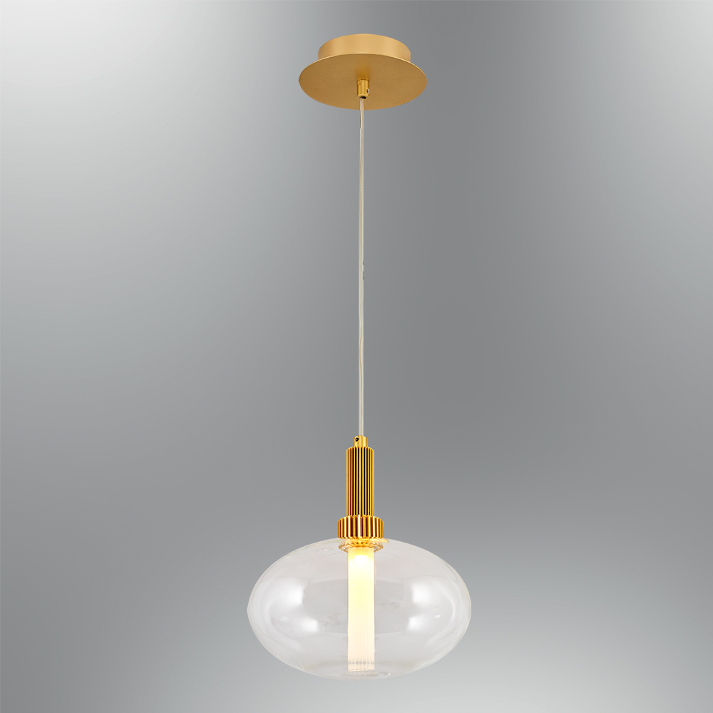 Gri-Şeffaf Cam LED Avize 20x120 cm — görsel 2