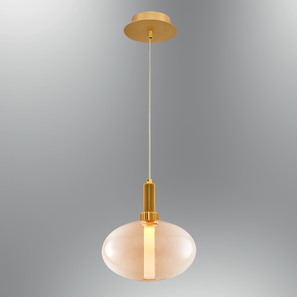 Gri-Şeffaf Cam LED Avize 20x120 cm — görsel 3
