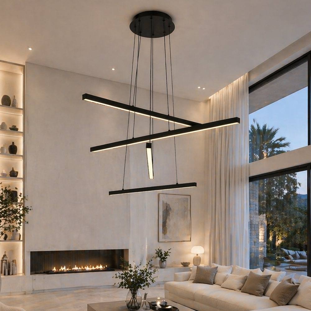 Siyah Akrilik LED Avize 66x120 cm (52w) — görsel 6
