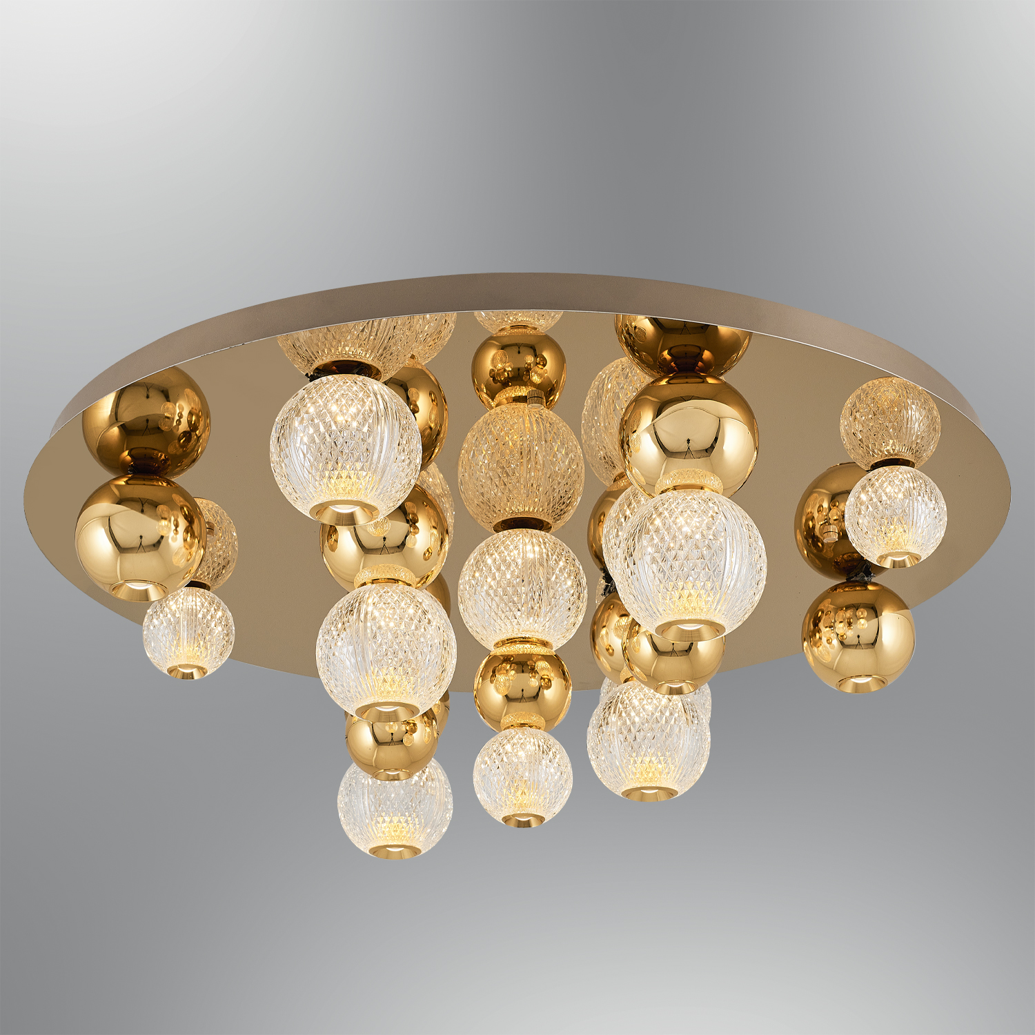 Krom-Sarı Akrilik LED Plafonyer 80x28 cm — görsel 5