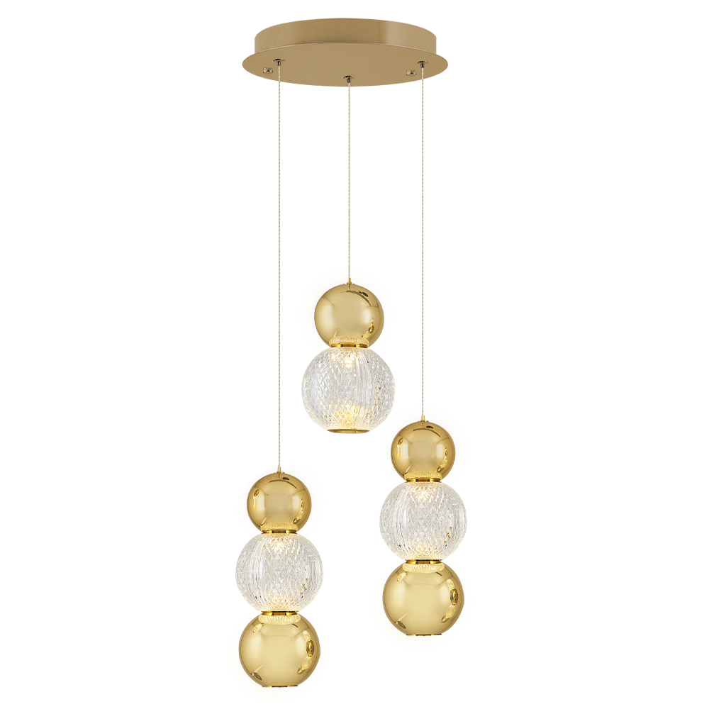 Krom-Sarı Akrilik LED Avize 30x120 cm — görsel 2