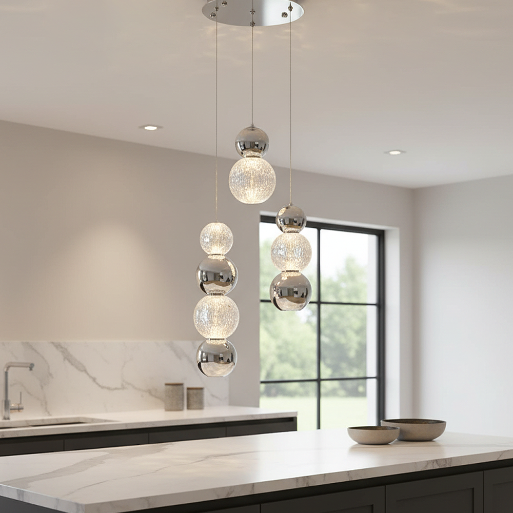 Krom-Sarı Akrilik LED Avize 30x120 cm — görsel 4
