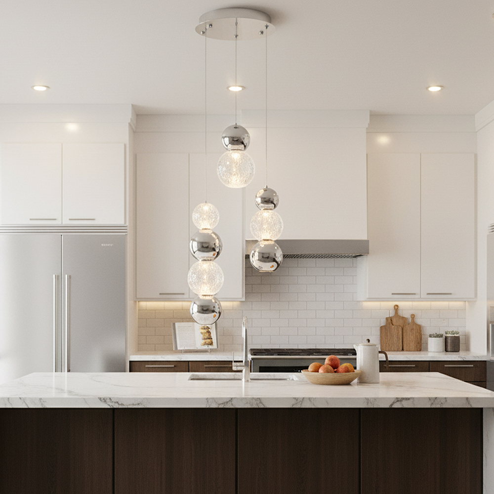 Krom-Sarı Akrilik LED Avize 30x120 cm — görsel 5