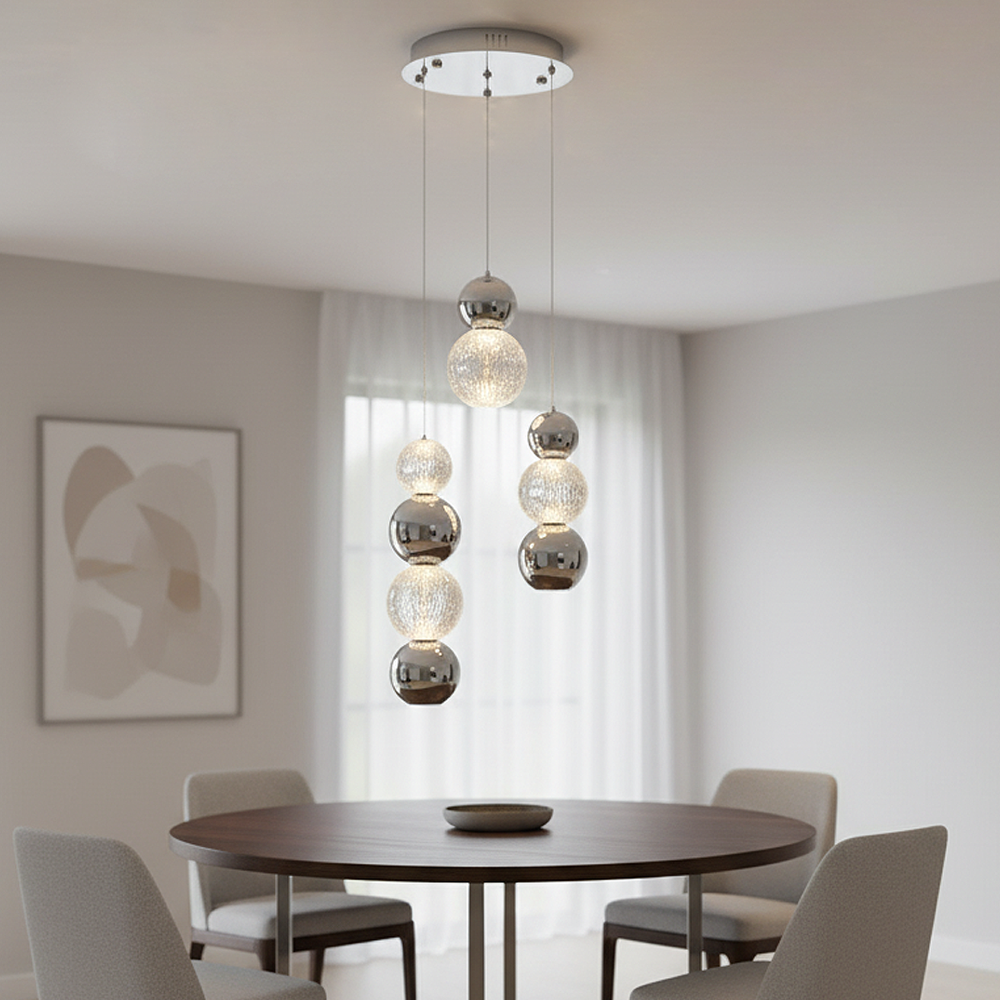 Krom-Sarı Akrilik LED Avize 30x120 cm — görsel 8