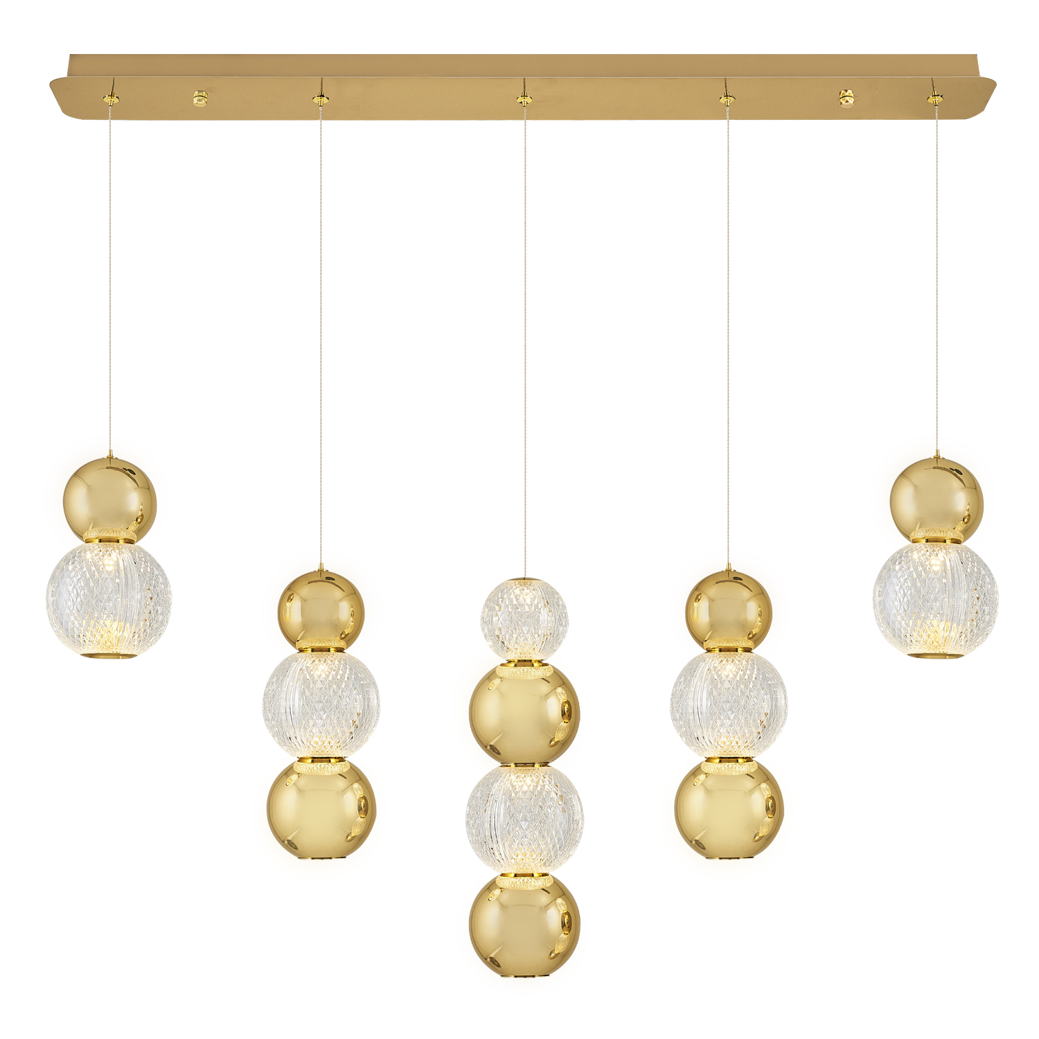 Krom-Sarı Akrilik LED Avize 85x120 cm — görsel 2