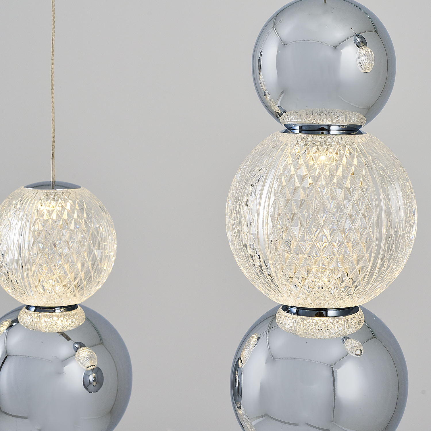 Krom-Sarı Akrilik LED Avize 85x120 cm — görsel 3