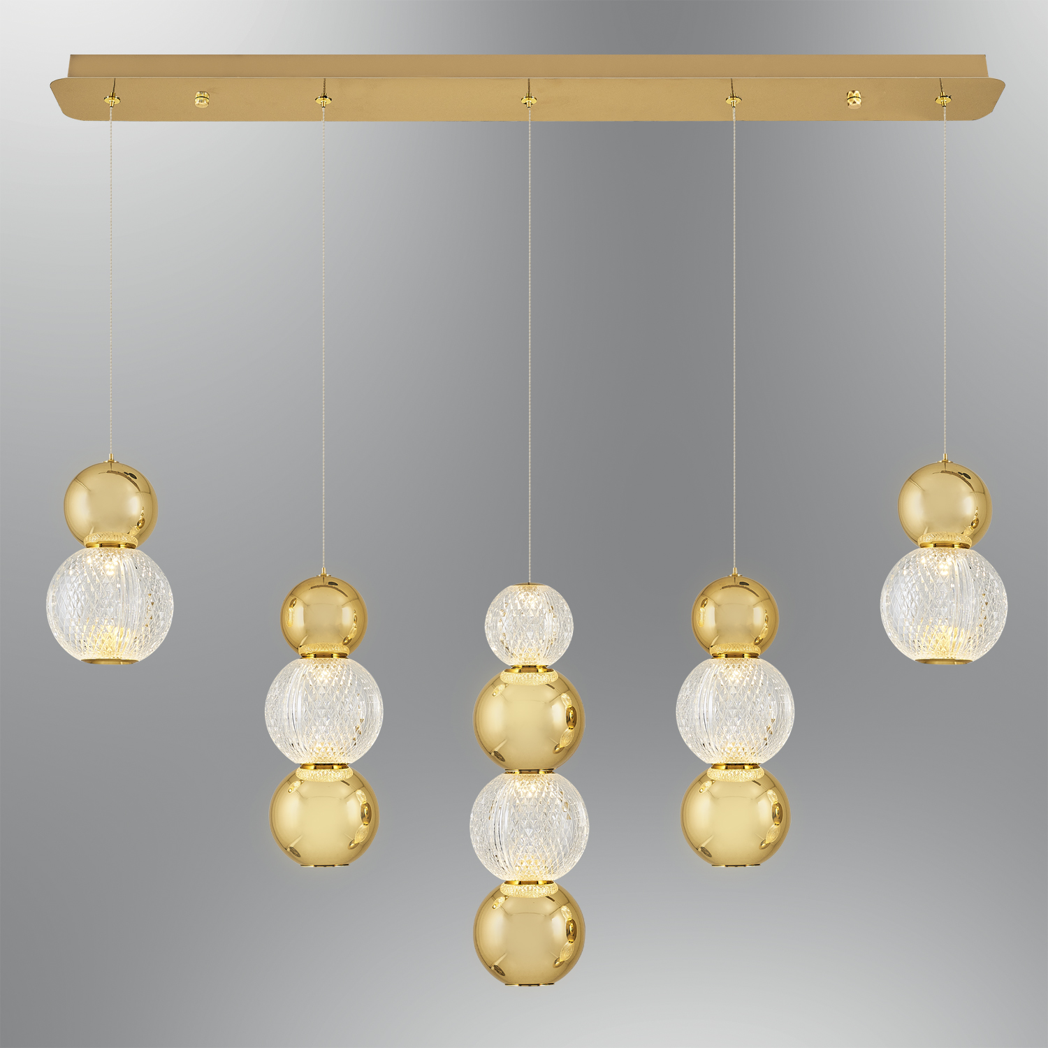 Krom-Sarı Akrilik LED Avize 85x120 cm — görsel 5