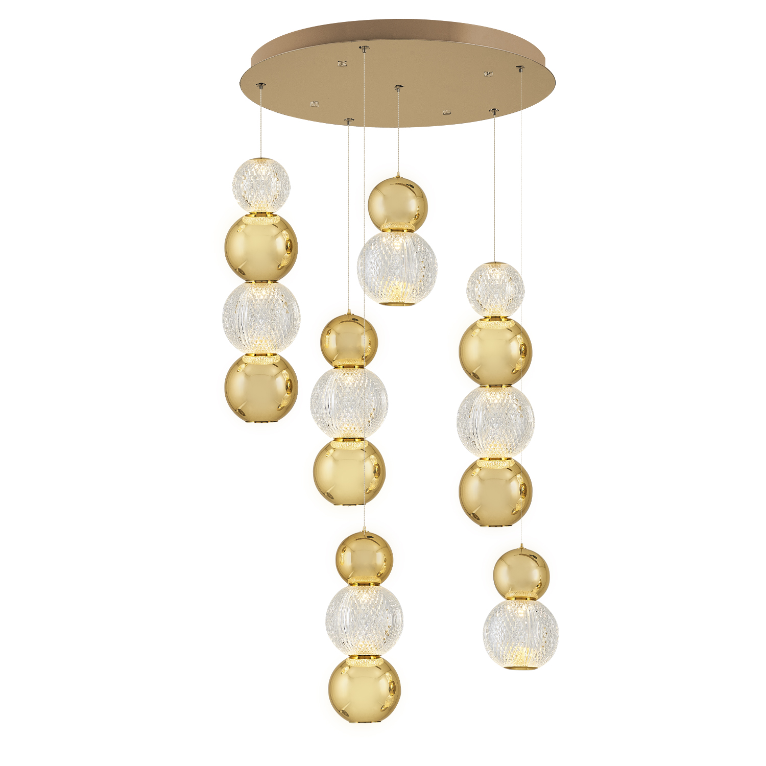 Krom-Sarı Akrilik LED Avize 50x120 cm — görsel 2