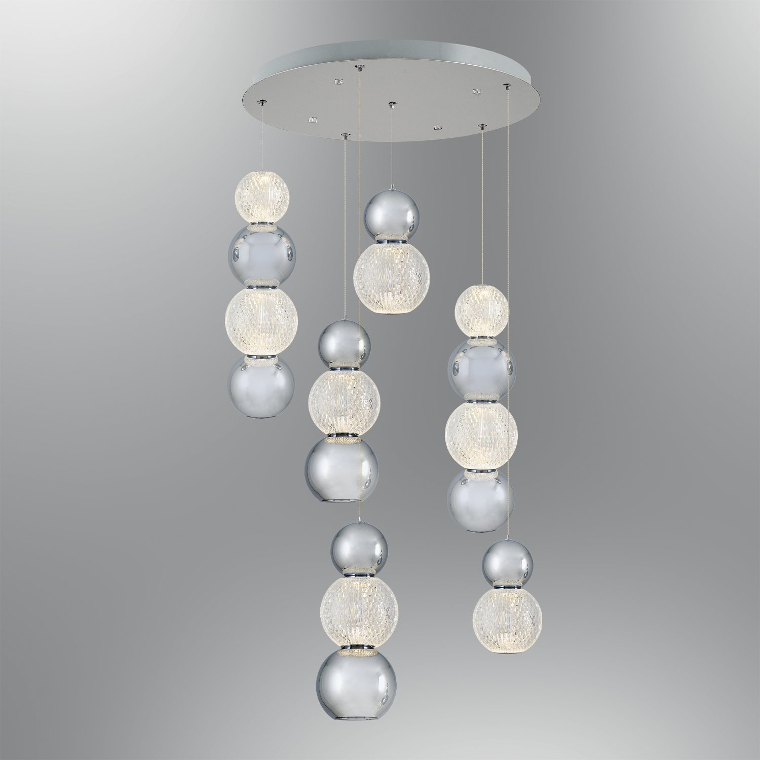 Krom-Sarı Akrilik LED Avize 50x120 cm — görsel 5