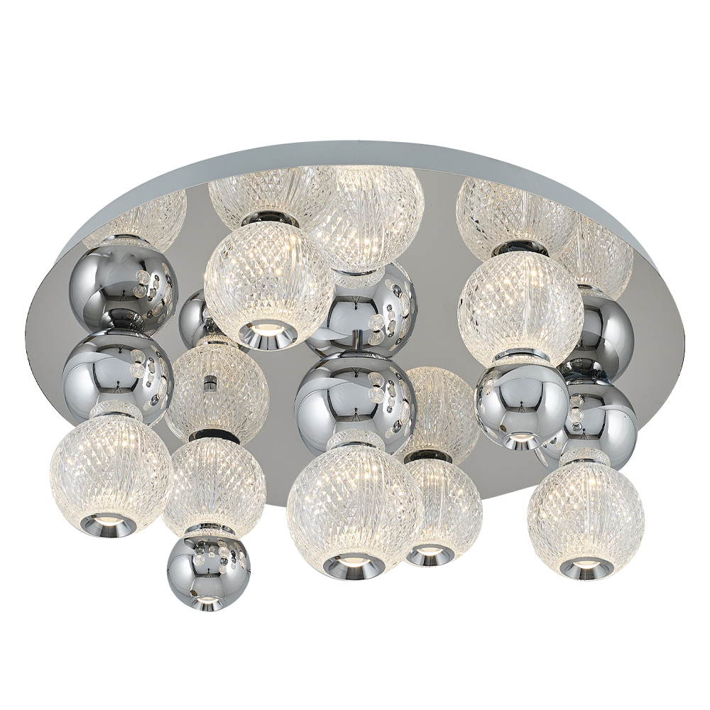 Krom-Sarı Akrilik LED Plafonyer 60x28 cm — görsel 3