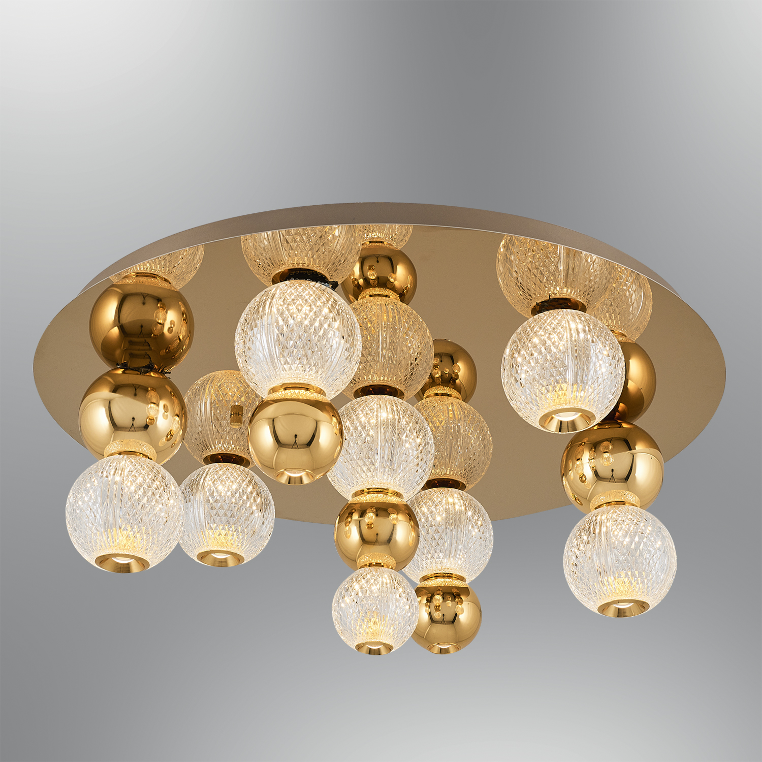 Krom-Sarı Akrilik LED Plafonyer 60x28 cm — görsel 4