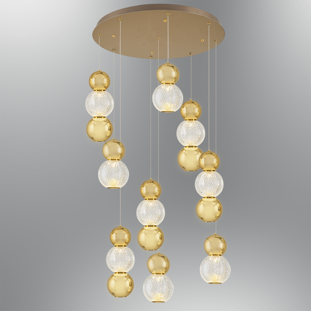 Krom-Sarı Akrilik LED Avize 55x120 cm — görsel 3
