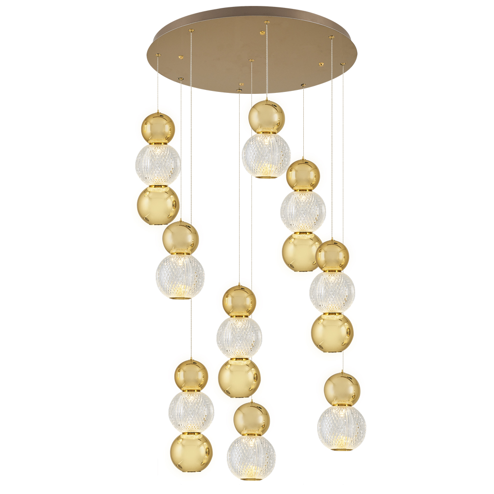 Krom-Sarı Akrilik LED Avize 55x120 cm — görsel 4