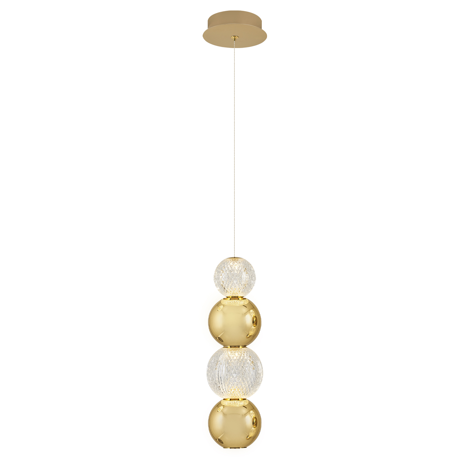 Krom-Sarı Akrilik LED Avize 12x120 cm (7w) — görsel 3