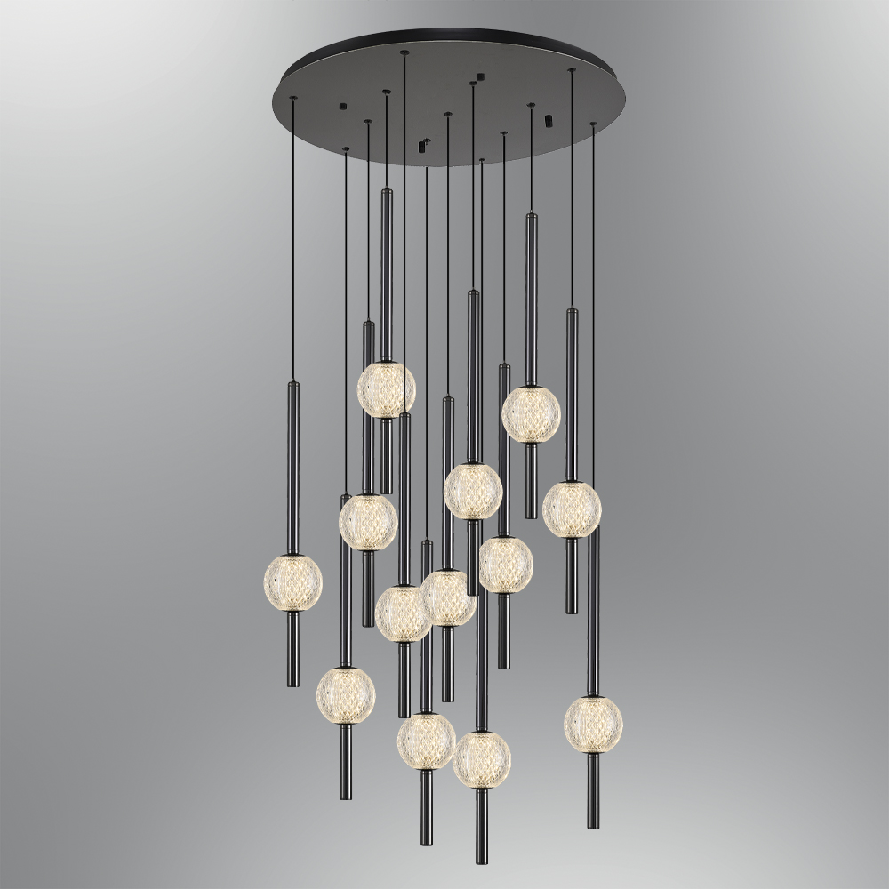 أصفر-بلاتيني زجاج LED ثريا 65x160 cm Sarı-Platin Cam LED Avize 65x160 cm