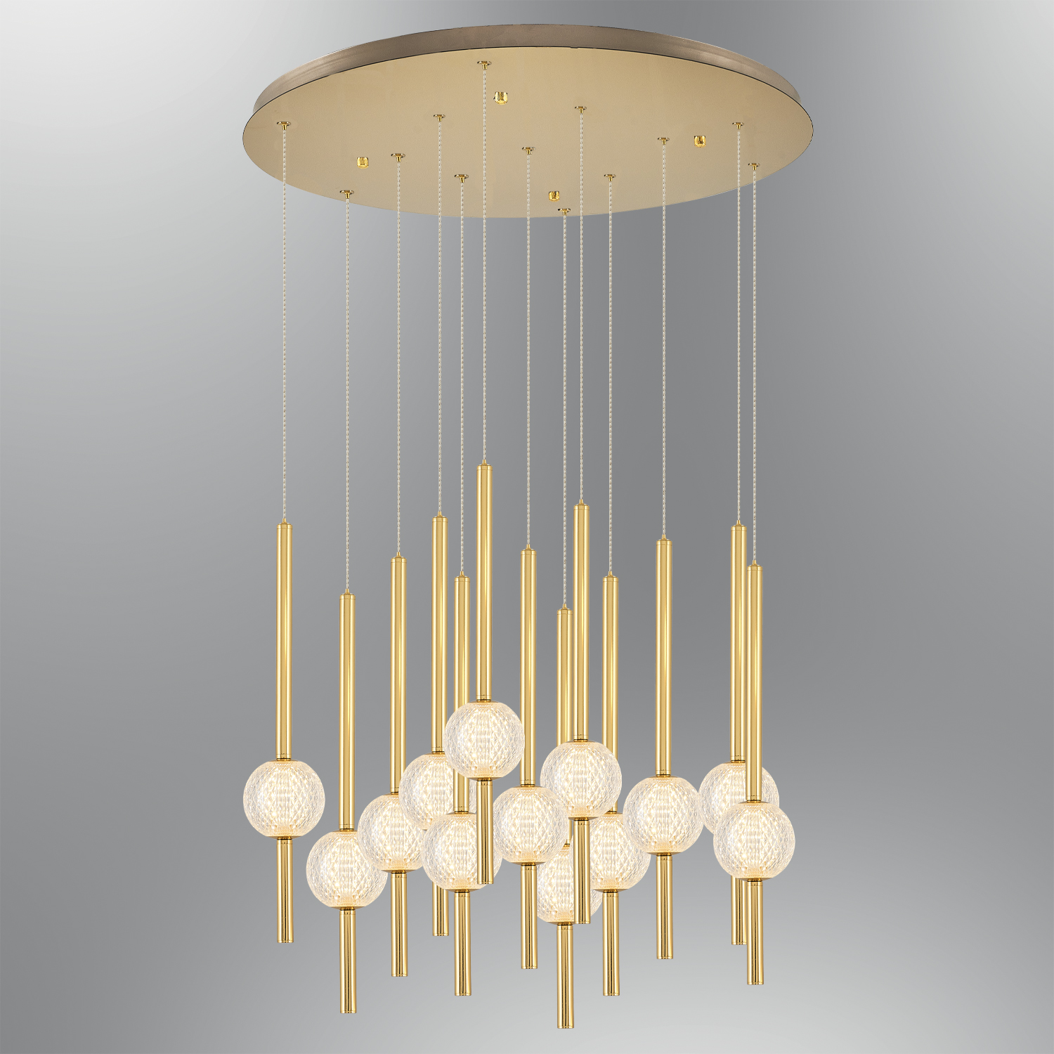 Sarı-Platin Cam LED Avize 65x160 cm — görsel 5