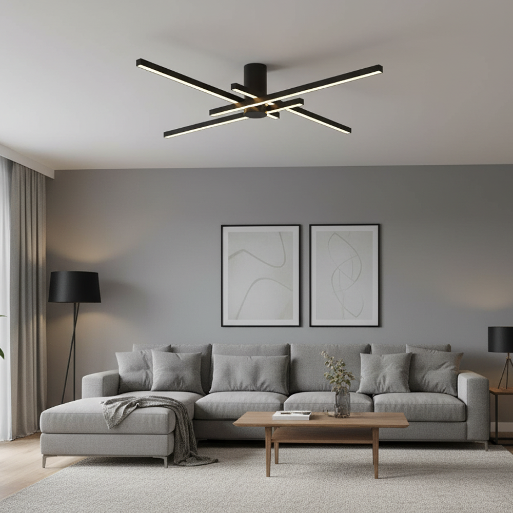 Sarı-Siyah Akrilik LED Plafonyer 120x18 cm (64w) — görsel 8
