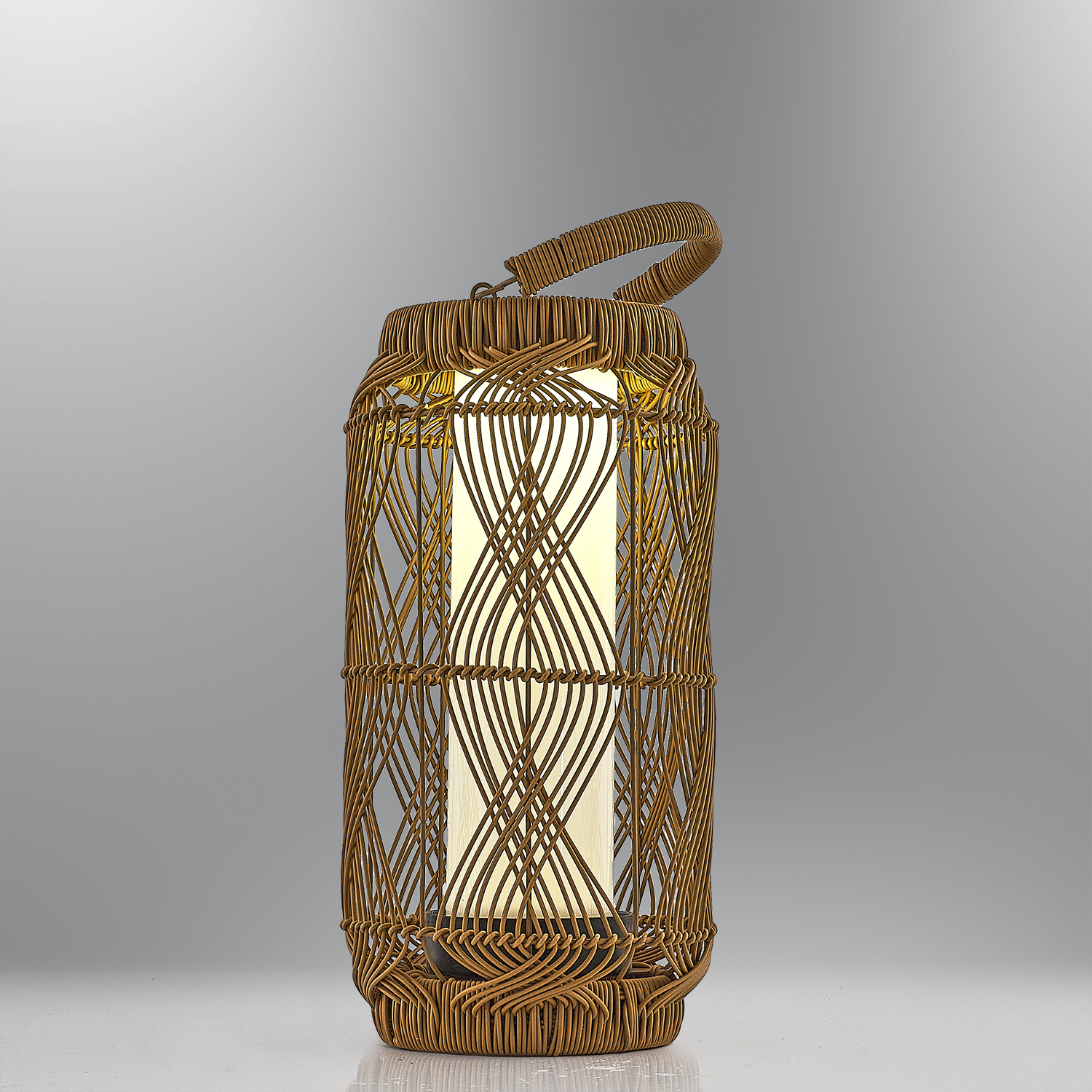 Bambu Hasır LED Solar Bahçe Armatürü 23x45 cm
