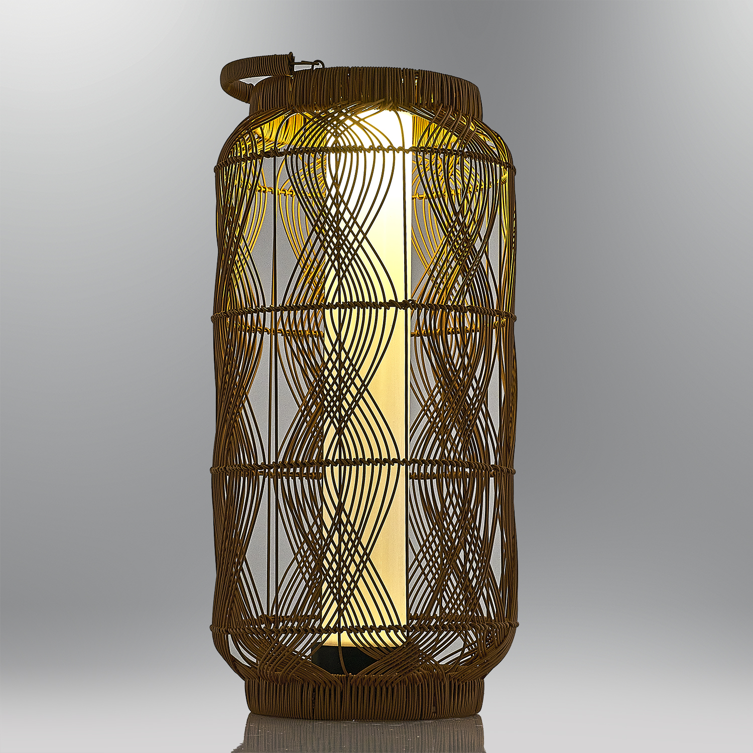 Bambu Hasır LED Solar Bahçe Armatürü 34x74 cm